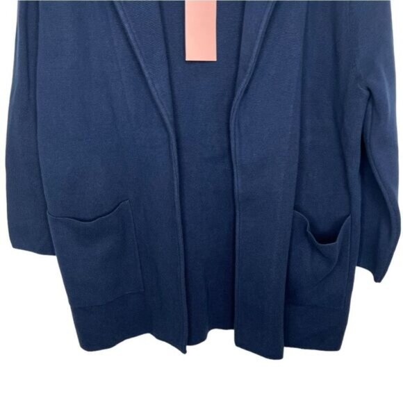 Quince Navy 100% Organic Cotton Knit Open Front Blazer Size Medium - Picture 6 of 11